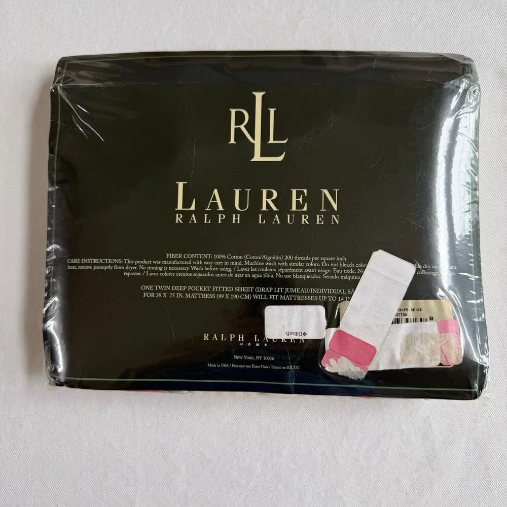 NEW Ralph Lauren Sophie Brooke Vintage Twin Fitted Bed Sheet Floral Striped USA